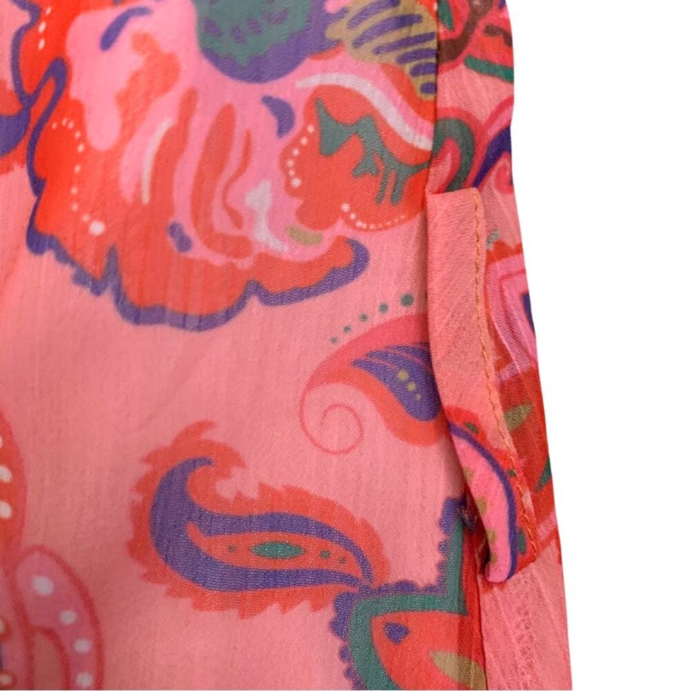 Colorful Pink Paisley Floral Print Long Sleeve Short Dress L’Atiste Small Mini - Picture 8 of 14